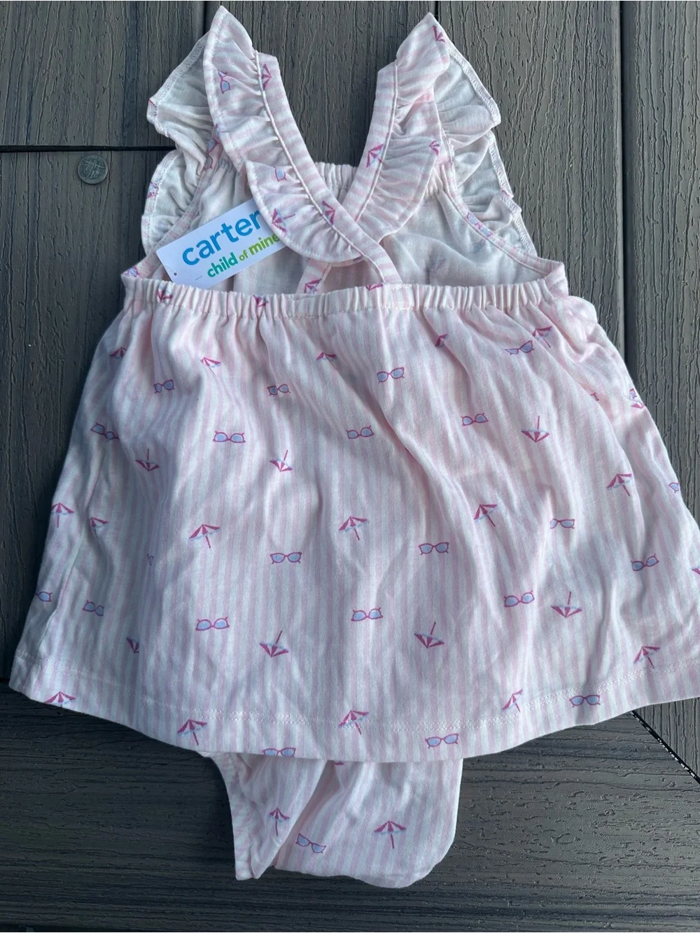 Carter's Pink & Purple Striped Ruffle Sunsuit